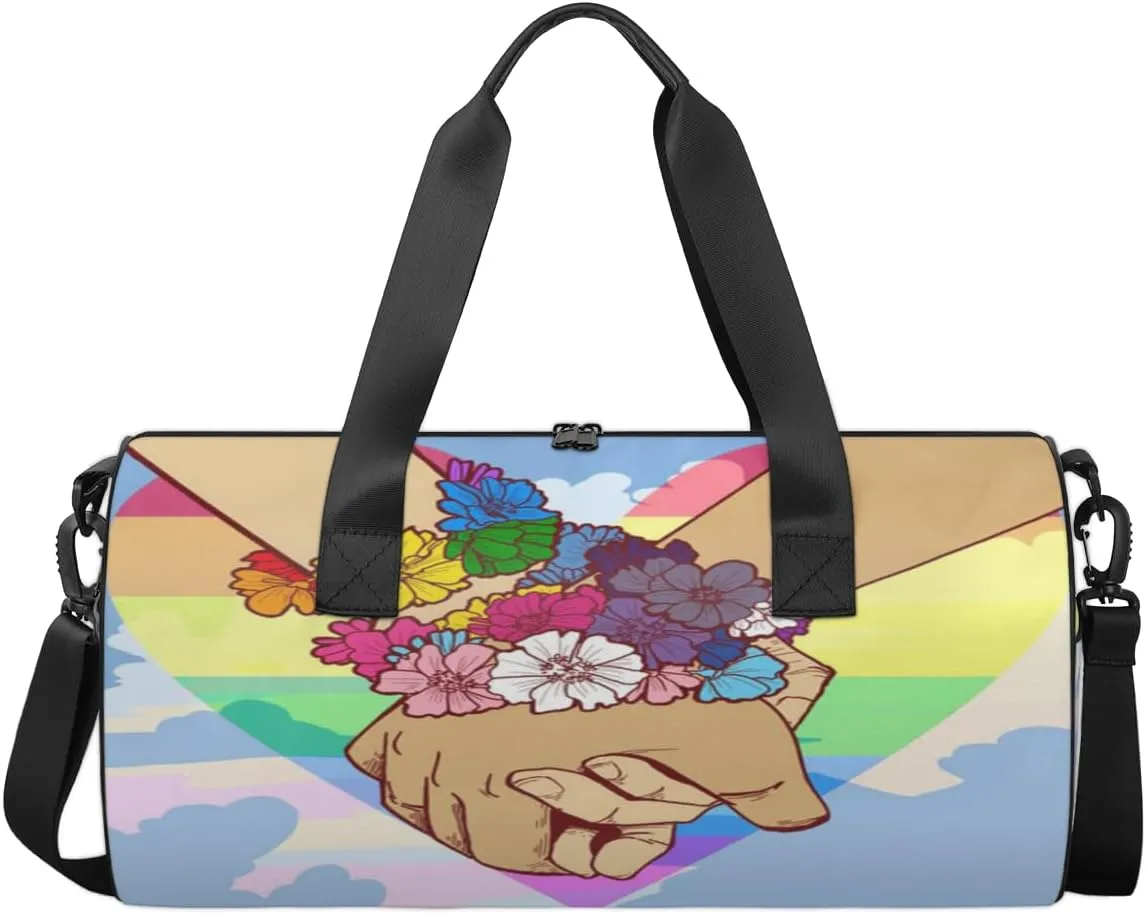 Gay Pride Travel Duffel Bag Gay Equality Freedom Sports Gym Bag Men Women Sports Travel Luggage Bag 17.6”×9”×9 “ Duffel Bag Weekend Overnight Gym Bag Nvenient For Carrying