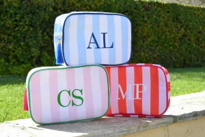 Generic Custom Monogram Makeup Bag, Striped Cosmetic Bag, Preppy Toiletry Bag, Pink Red Green Blue Bridesmaids Proposal Gifts, Bachelorette Favors