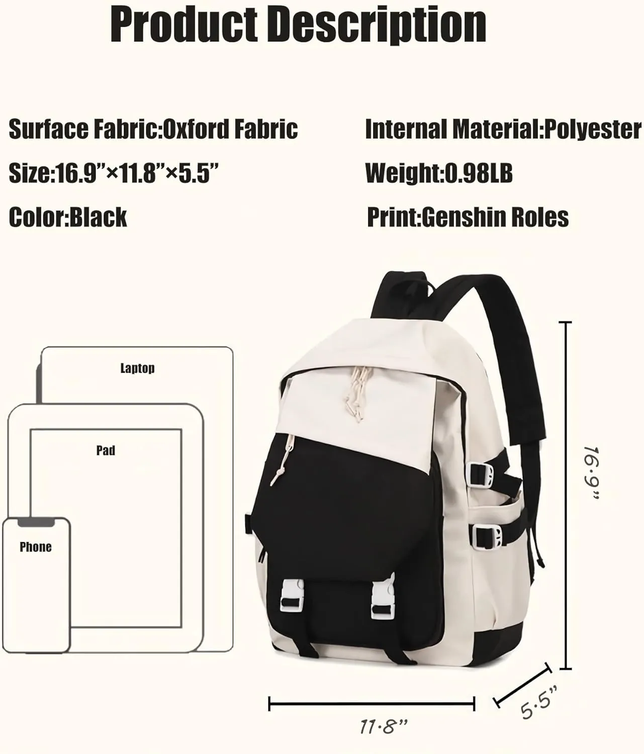 Genshin Impact Backpack Albedo Anime Laptop Bookbag Student Backpack 3D Print School Bags Travel Backpack With Gift