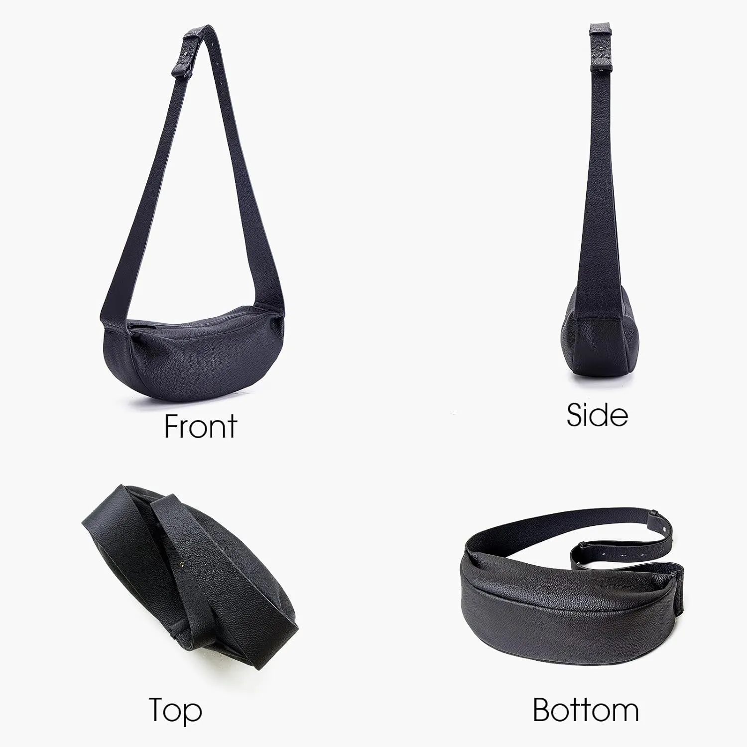 Genuine Leather Bags Sling Crossbody for Women Minimalist Style Chest Bag with Wide Strap for Casual and Travel Use