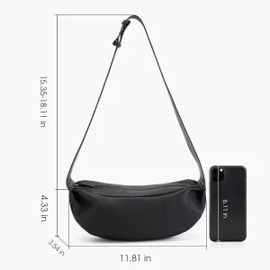 Genuine Leather Bags Sling Crossbody for Women Minimalist Style Chest Bag with Wide Strap for Casual and Travel Use