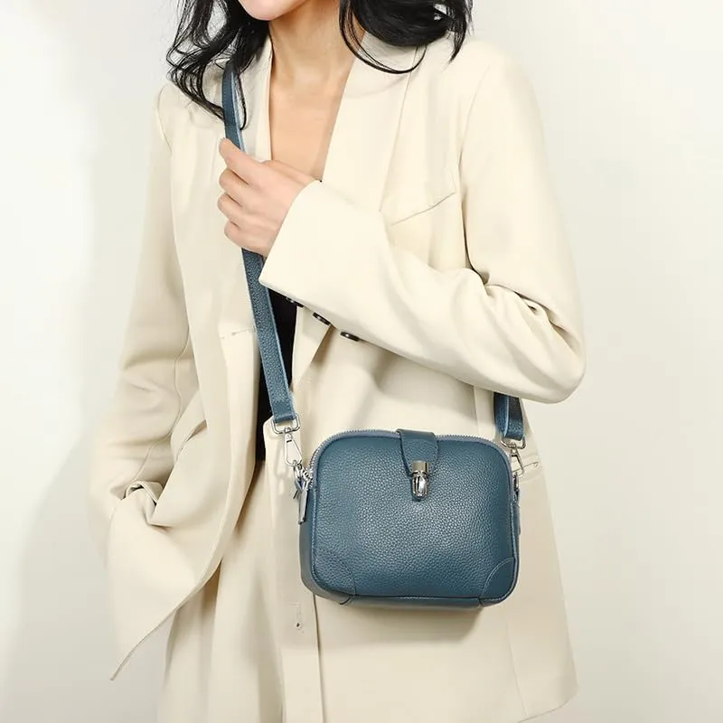 Genuine Leather Crossbody Bag for Women Little Shoulder Bag Purse with Adjustable Strap