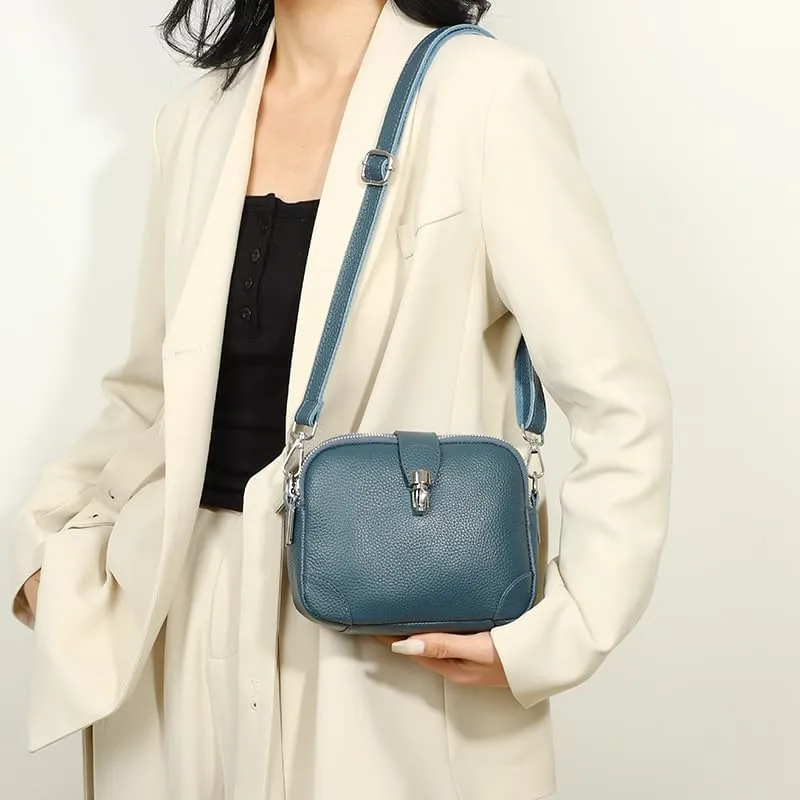 Genuine Leather Crossbody Bag for Women Little Shoulder Bag Purse with Adjustable Strap
