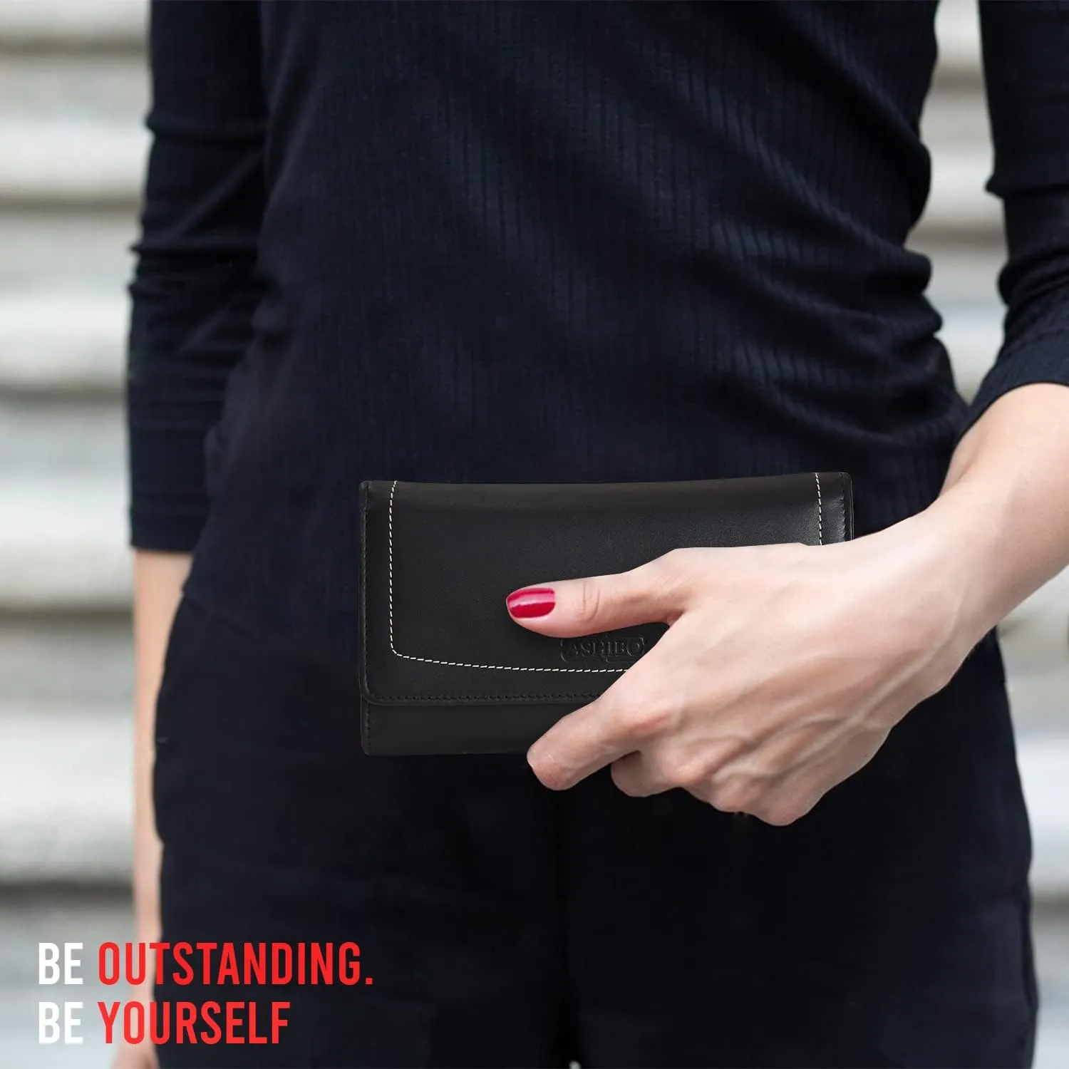 Genuine Leather Wristlet Clutch Wallet Purse