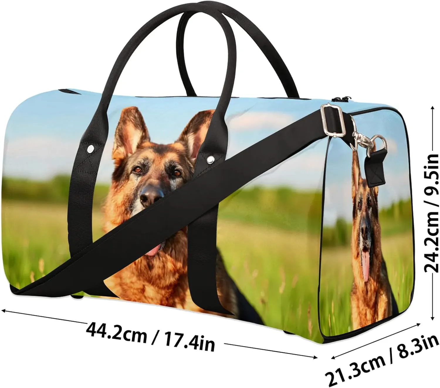 German Shepherd Dog Travel Bag for Men Women, Gym Duffle Bags for Travel, Carry On Luggage Bag, Weekender Overnight Workout Bags