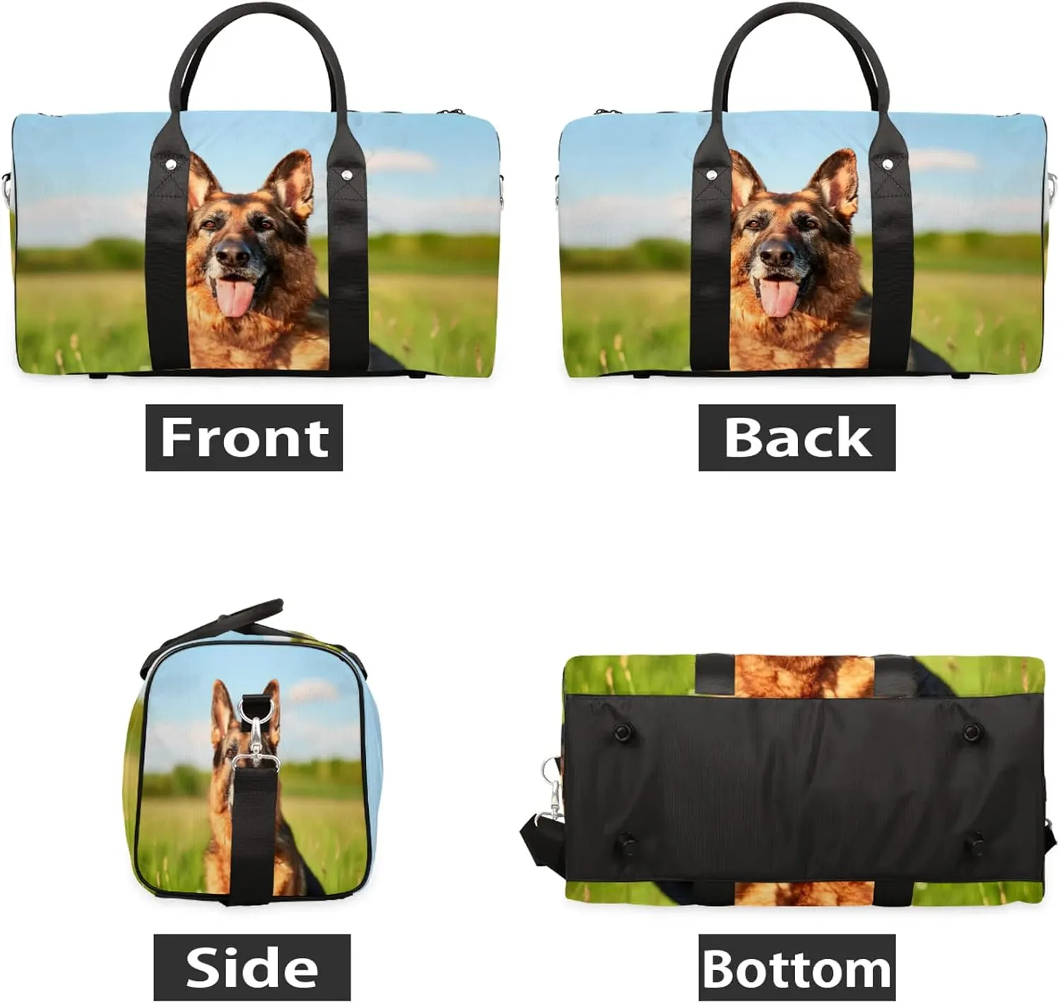 German Shepherd Dog Travel Bag for Men Women, Gym Duffle Bags for Travel, Carry On Luggage Bag, Weekender Overnight Workout Bags