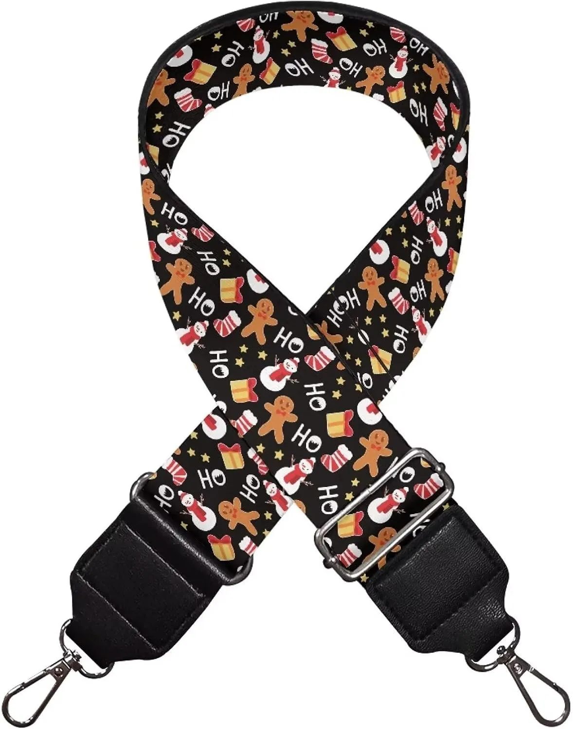Gingerbread Man Snowman Christmas Crossbody Strap for Purses, Women's Replaceable Adjustable Xmas Handbag Straps, Wide 1.96 Inch