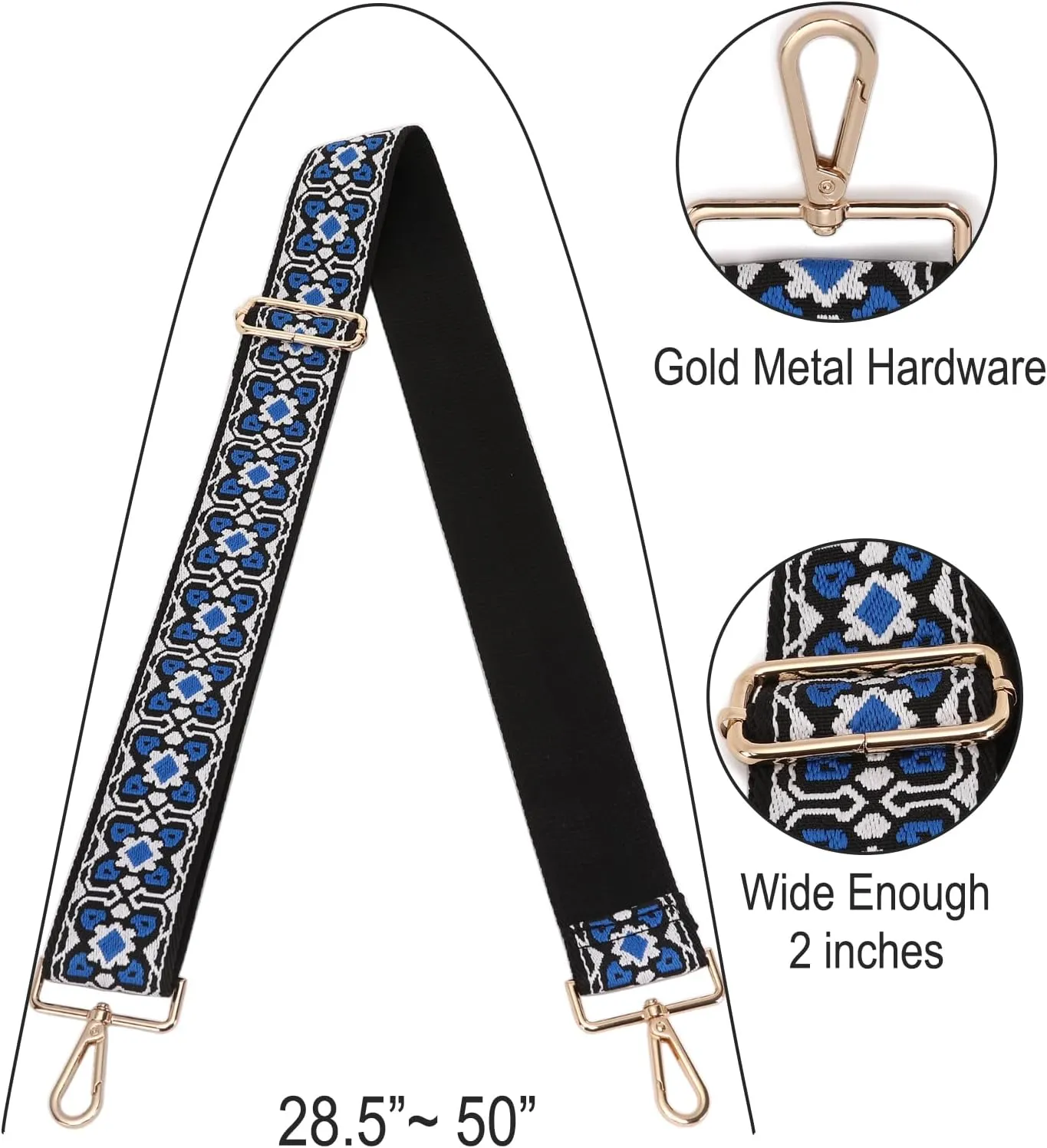 GINJKGO Purse Straps Replacement Crossbody - Adjustable Bag Strap for Purses, Wide Shoulder Strap for Women Guitar Purses