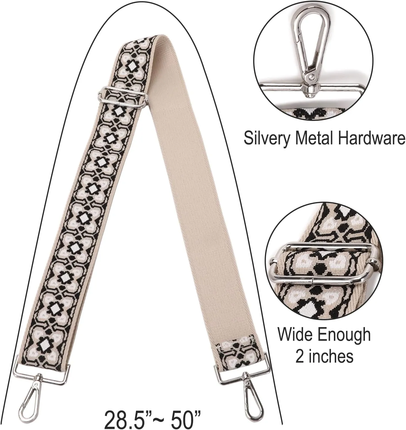GINJKGO Purse Straps Replacement Crossbody - Adjustable Bag Strap for Purses, Wide Shoulder Strap for Women Guitar Purses