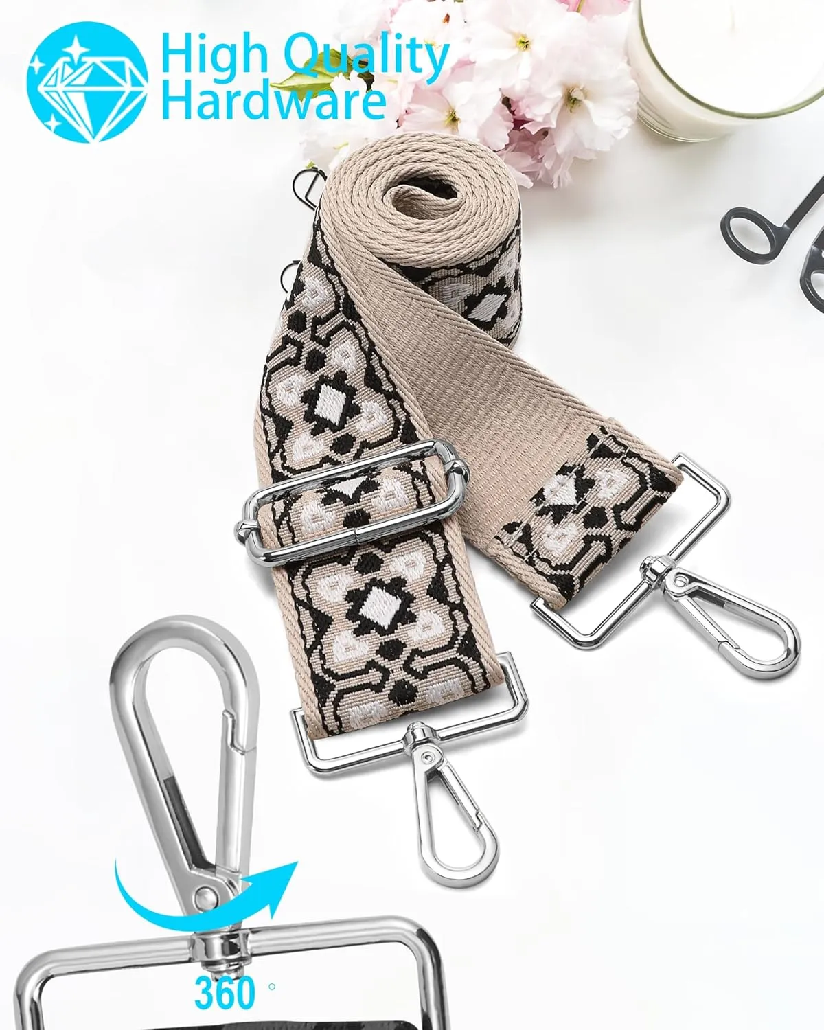 GINJKGO Purse Straps Replacement Crossbody - Adjustable Bag Strap for Purses, Wide Shoulder Strap for Women Guitar Purses