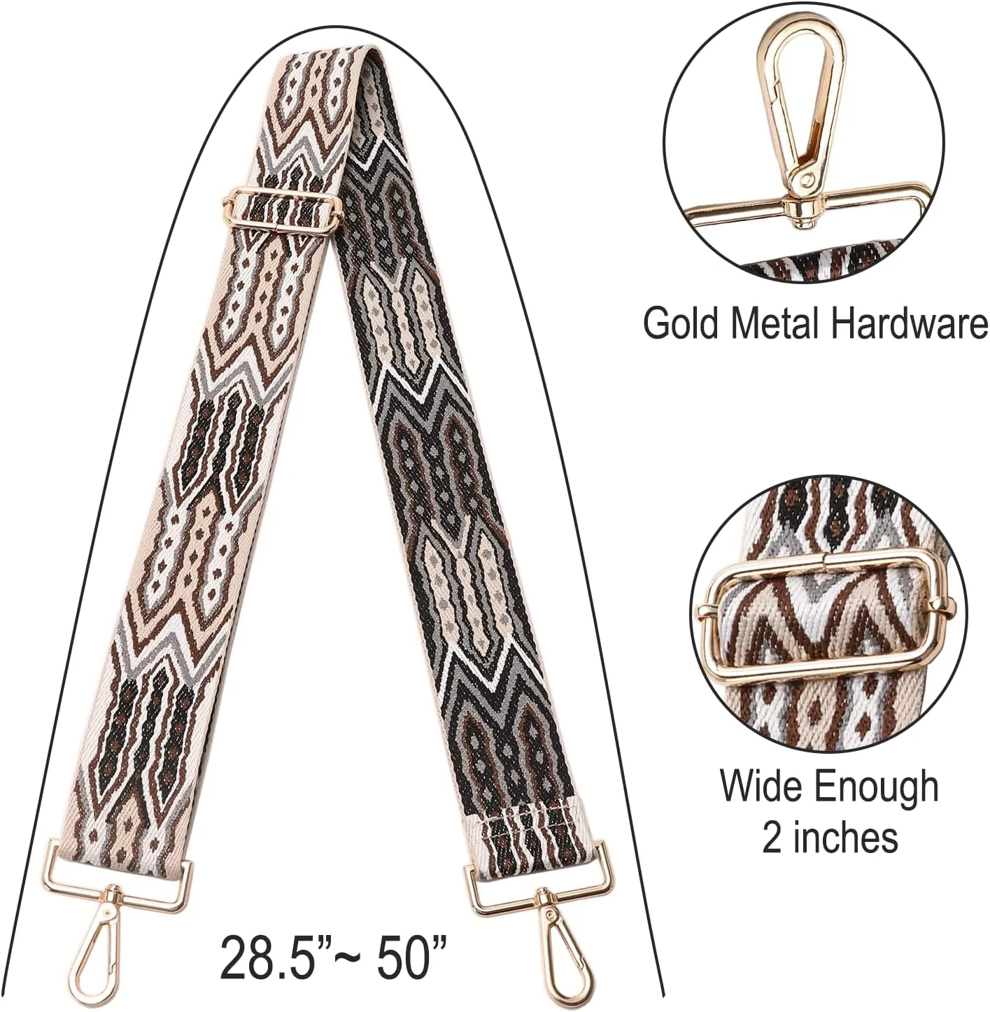 GINJKGO Purse Straps Replacement Crossbody - Adjustable Bag Strap for Purses, Wide Shoulder Strap for Women Guitar Purses