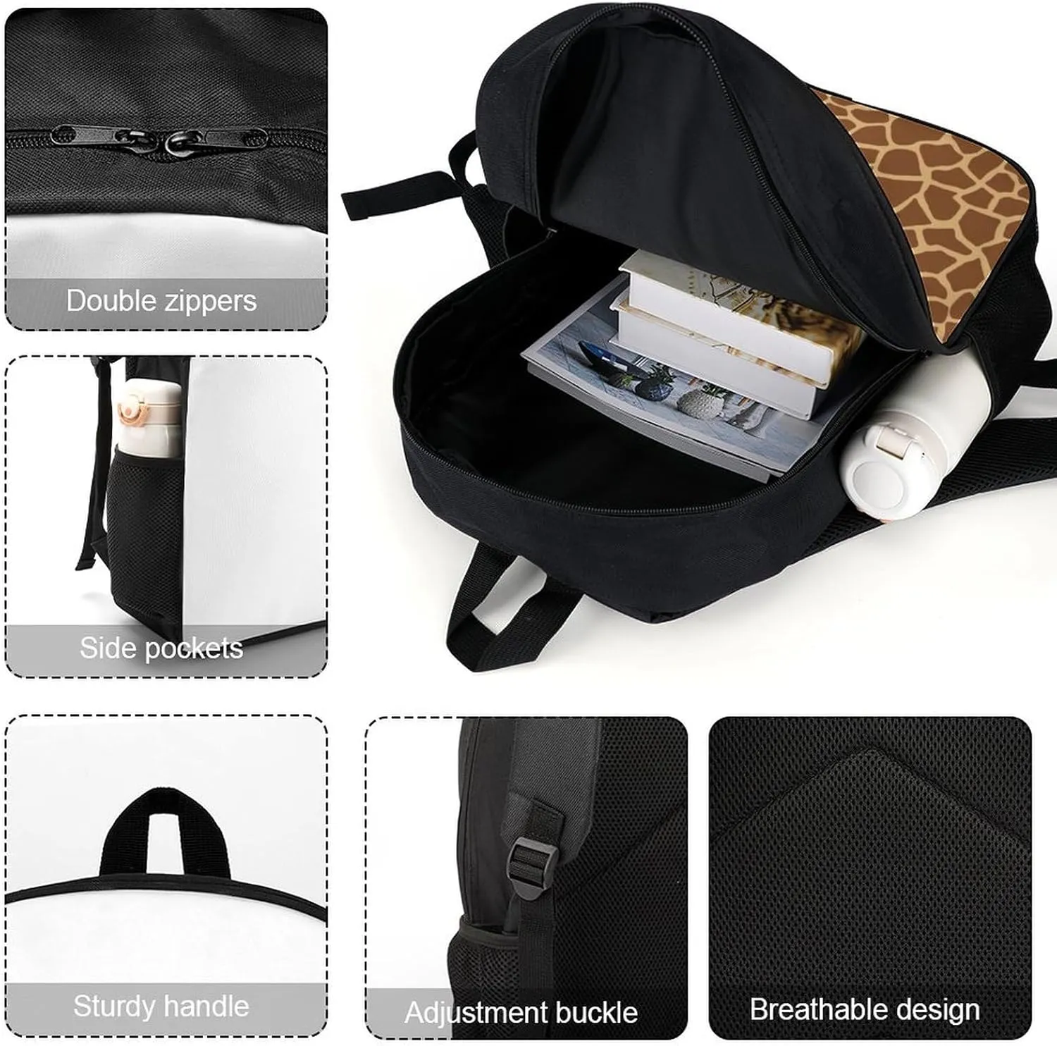 Giraffe Animal Print Backpack Lightweight Waterproof Backpacks Laptop Backpack for Unisex Casual Travel Daypacks Large Capacity