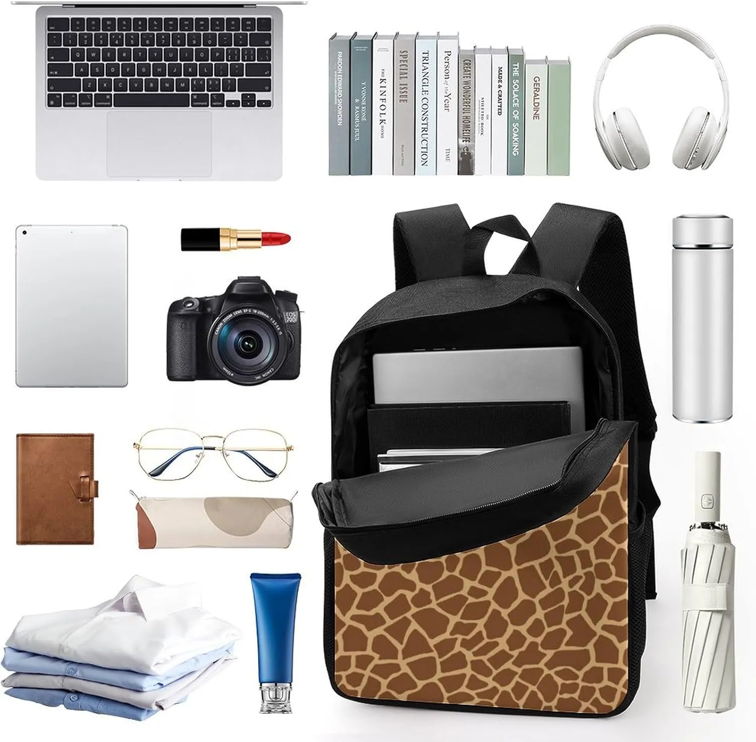 Giraffe Animal Print Backpack Lightweight Waterproof Backpacks Laptop Backpack for Unisex Casual Travel Daypacks Large Capacity