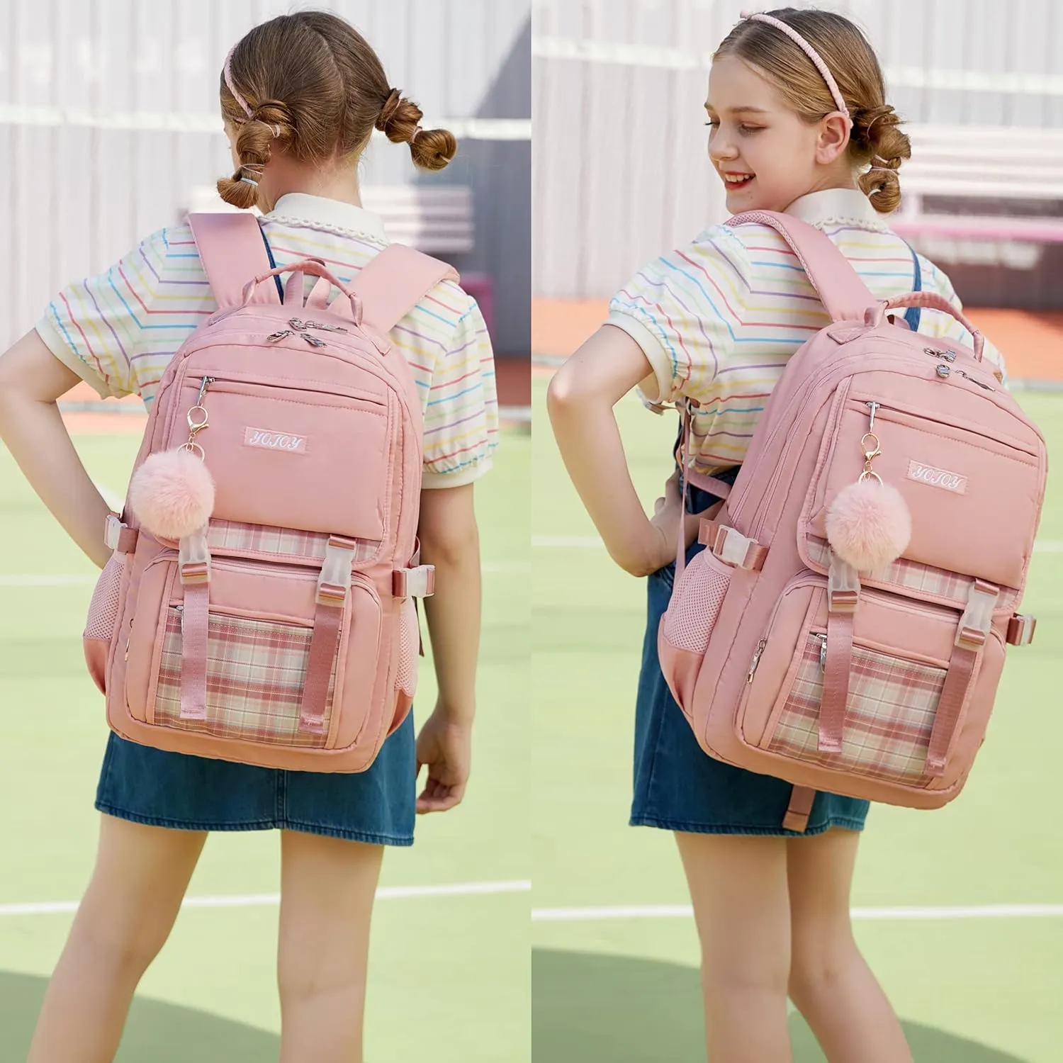 Girls Backpack 15.6 Inch Laptop Backpacks School Bag Kids Elementary Bookbags for Teen Girl Women Anti Theft Travel Daypack (Pink)