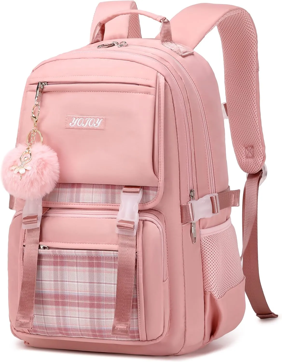 Girls Backpack 15.6 Inch Laptop Backpacks School Bag Kids Elementary Bookbags for Teen Girl Women Anti Theft Travel Daypack (Pink)