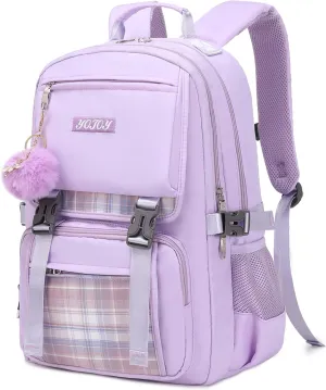 Girls Backpack 15.6 Inch Laptop Backpacks School Bag Kids Elementary Bookbags for Teen Girl Women Anti Theft Travel Daypack (Purple)