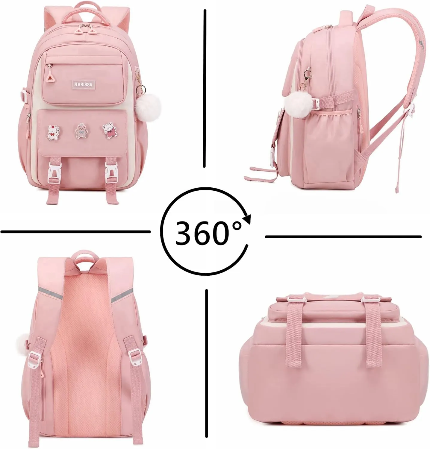 Girls Backpack Aesthetic Laptop Backpacks Kawaii Large Bookbag Anime Casual Travel Daypack,Pink
