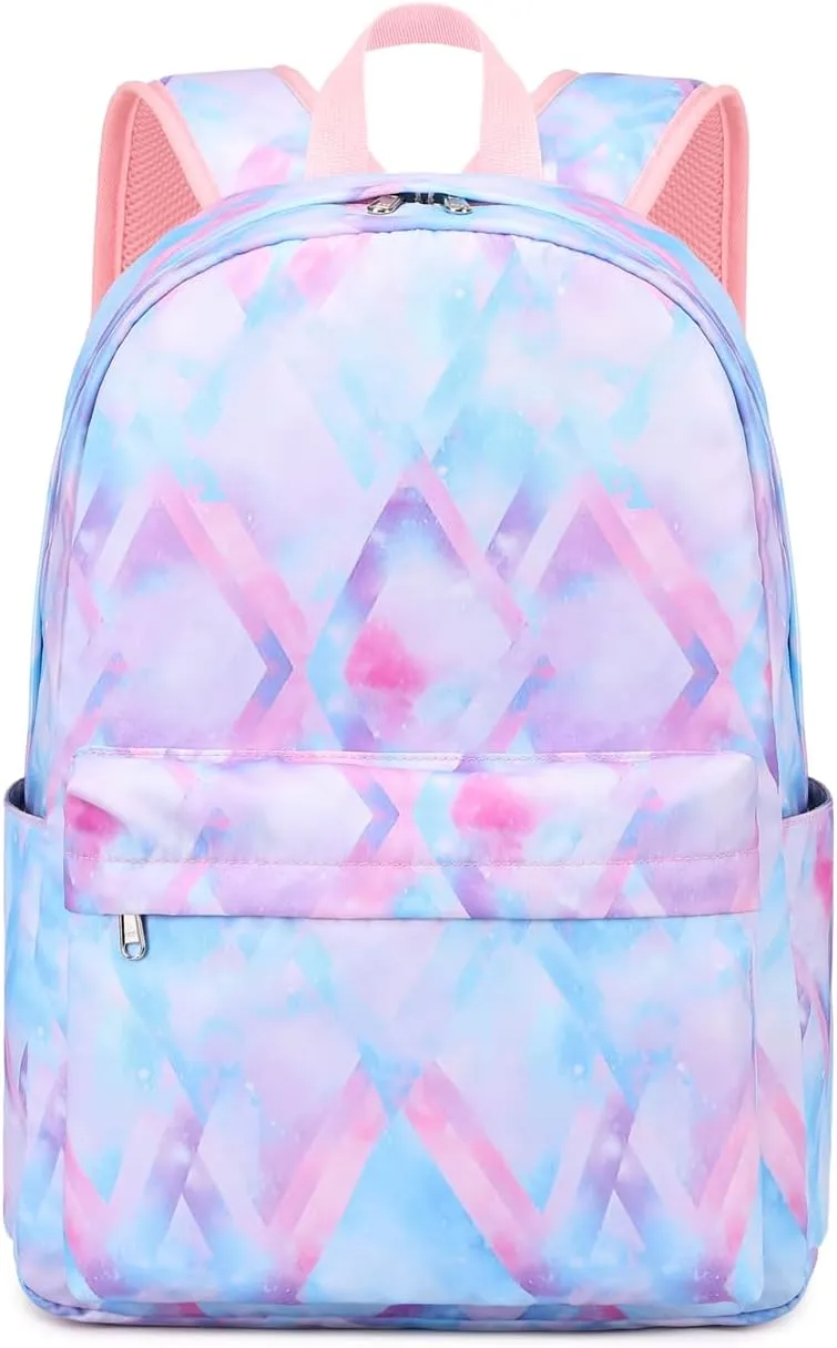 Girls School Backpack Elementary Middle Lightning Bookbag Laptop Teenager Waterproof Lightweight 17 Inches (5Pink)