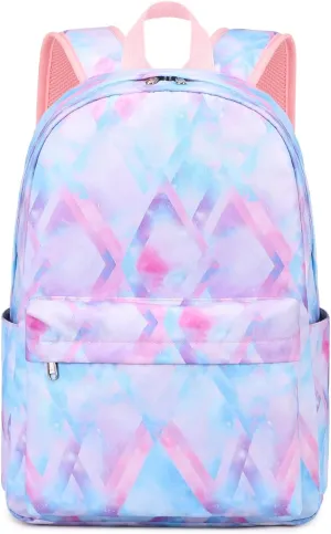 Girls School Backpack Elementary Middle Lightning Bookbag Laptop Teenager Waterproof Lightweight 17 Inches (5Pink)