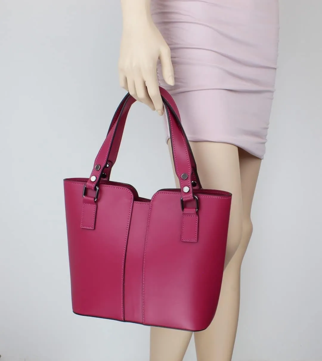 Girly HandBags Womens Plain Italian Genuine Leather Crossbody Tote Bag