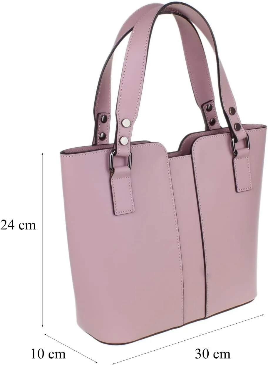 Girly HandBags Womens Plain Italian Genuine Leather Crossbody Tote Bag
