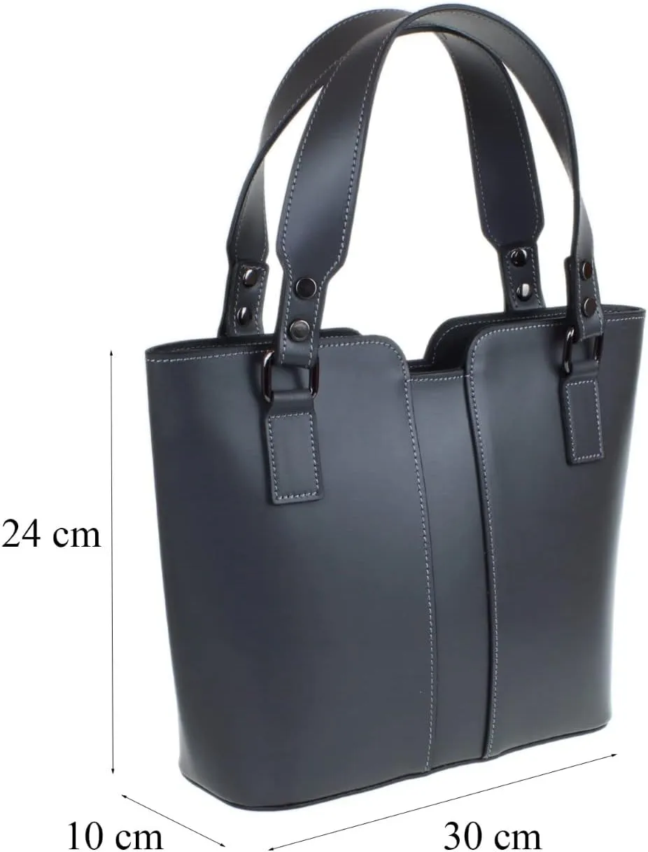 Girly HandBags Womens Plain Italian Genuine Leather Crossbody Tote Bag