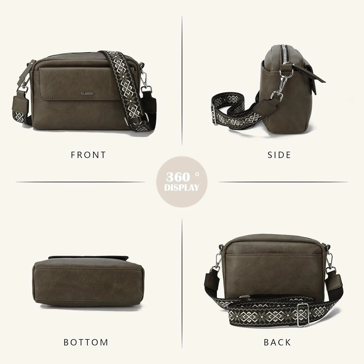 Gladdon Small Crossbody Bags for Women Trendy Shoulder Purse with Wide Strap