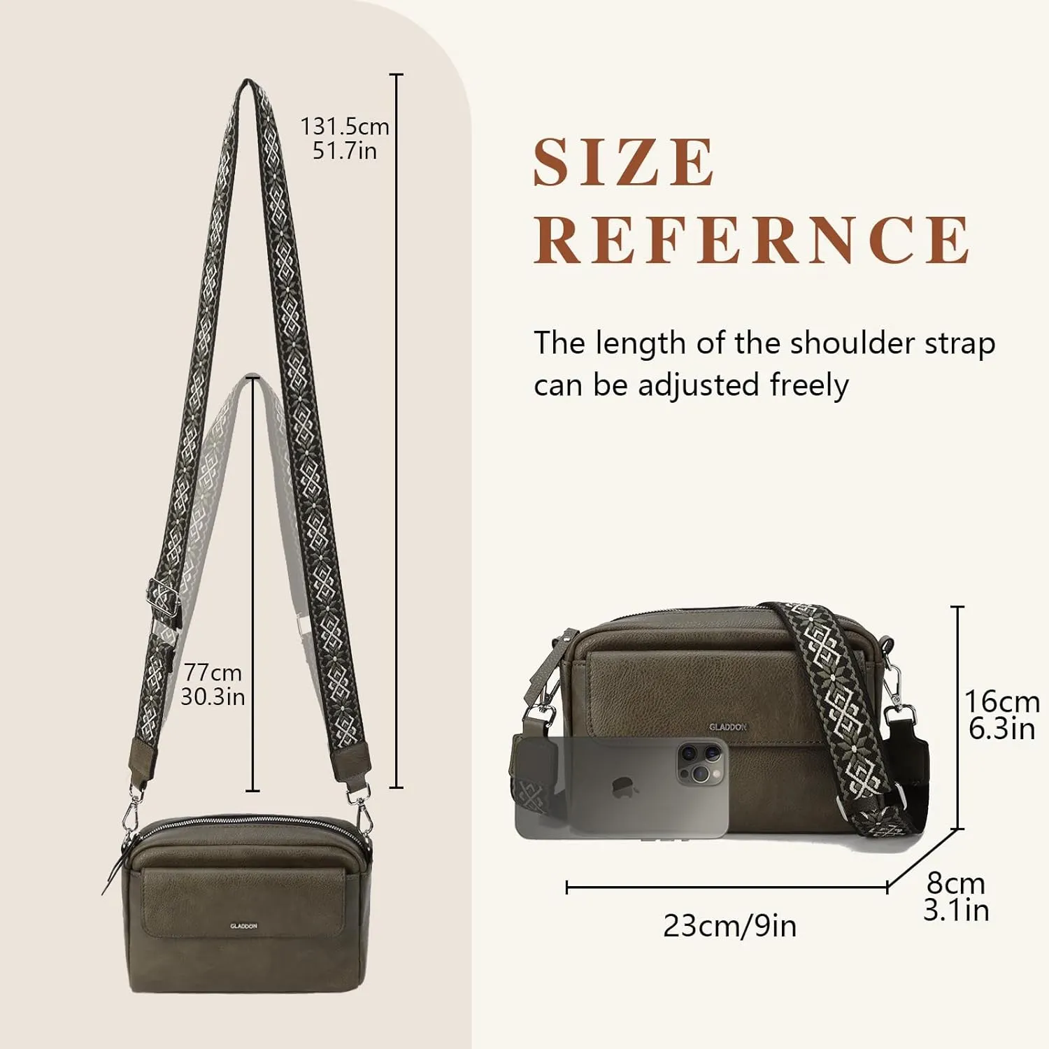 Gladdon Small Crossbody Bags for Women Trendy Shoulder Purse with Wide Strap