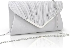 Glamorous Envelope Clutch Bag - Elegant Women’s Satin Finish Evening Purse for Weddings, Proms, Parties & Formal Events