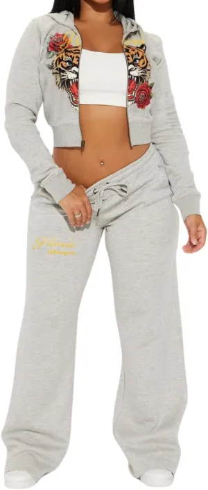 Glitrandi Womens 2 Piece Outfits Fashion Print Cropped Hoodies Jacket Sweatpants With Pockets Tracksuit For Women