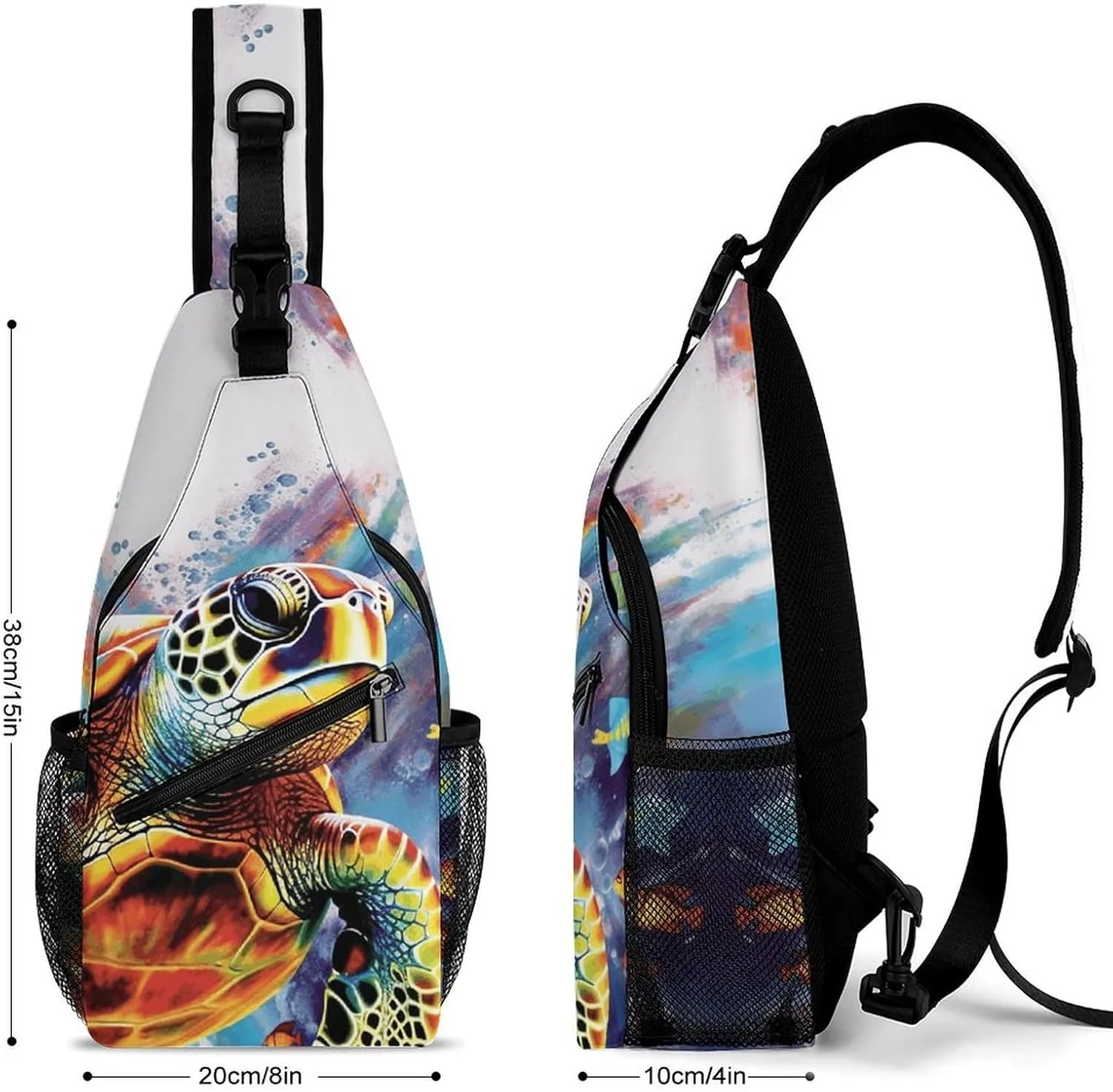 Glitter Rainbow Polka Dot Crossbody Sling Bag, Travel Backpack, Hiking Sling Bags, Chest Bag, Shoulder Bags, Daypack
