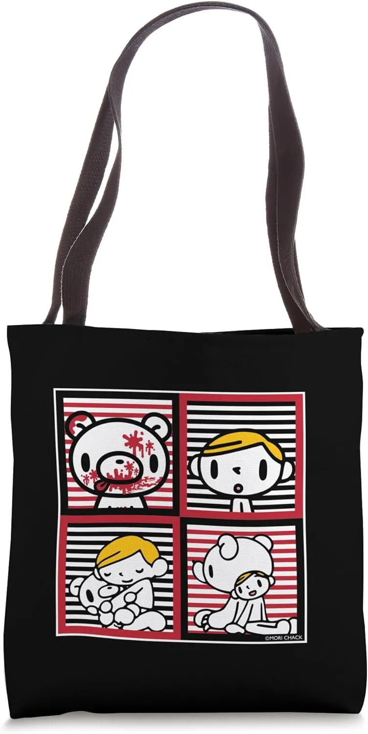 Gloomy Bear The Naughty Grizzly & Pity Striped Squares Anime Tote Bag
