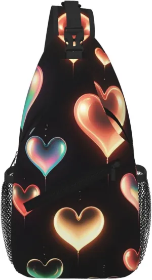 Glowing Love Sling Bag For Women Men Travel Hiking Backpack Crossbody Shoulder Chest Bags Casual Daypack