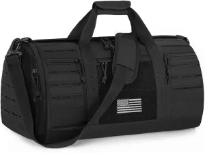 GMAK Military Tactical Duffle Bag for Men, 40L Sports Gym Bag with Shoe Compartment, Carry on Tote Travel Duffle Bag for Weekender Overnight Gym Workout Training Basketball Football, Black