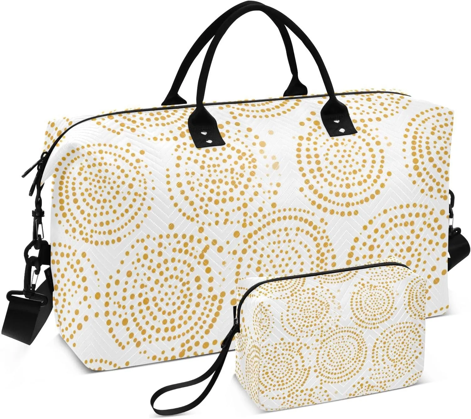 Golden Circles Travel Duffel Bag with Toiletry Bag Weekender Bag for Carry on Sports Gym Bag for Yoga Sports Gym