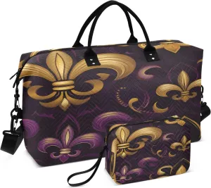 Golden Lilies Travel Duffel Bags with Toiletry Bag and Adjustable Strap for Travel Gym Yoga