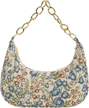 GORGLITTER Women's Floral Graphic Zipper Closure Hobo Bags Chain Strap Clutch Shoulder Handbags