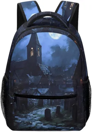 Gothic Architecture Church Cemetery Travel Backpack Simple Daypack Waterproof Hiking Picnic Laptop Gym Bag
