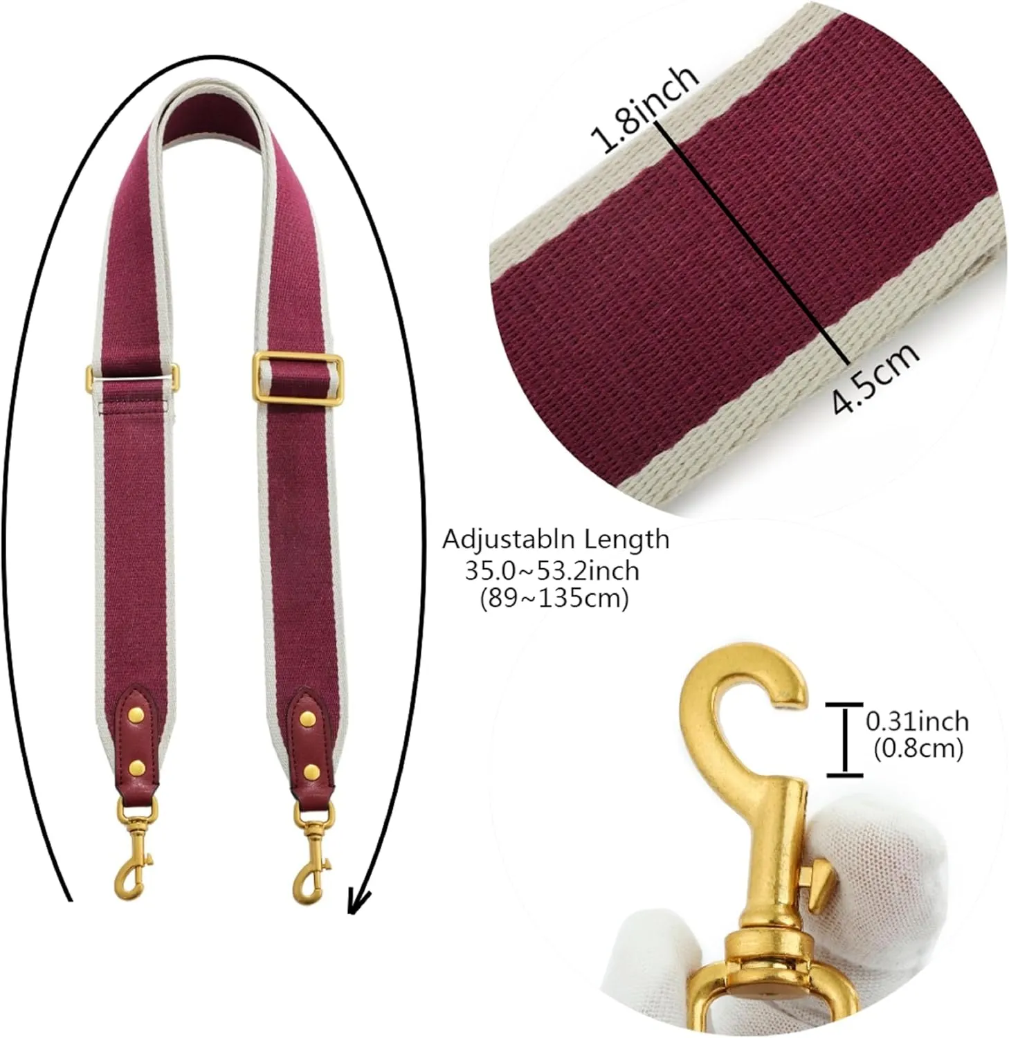 GOXTECH Purse Strap Replacement Crossbody Handbag Stripe Wide Adjustable