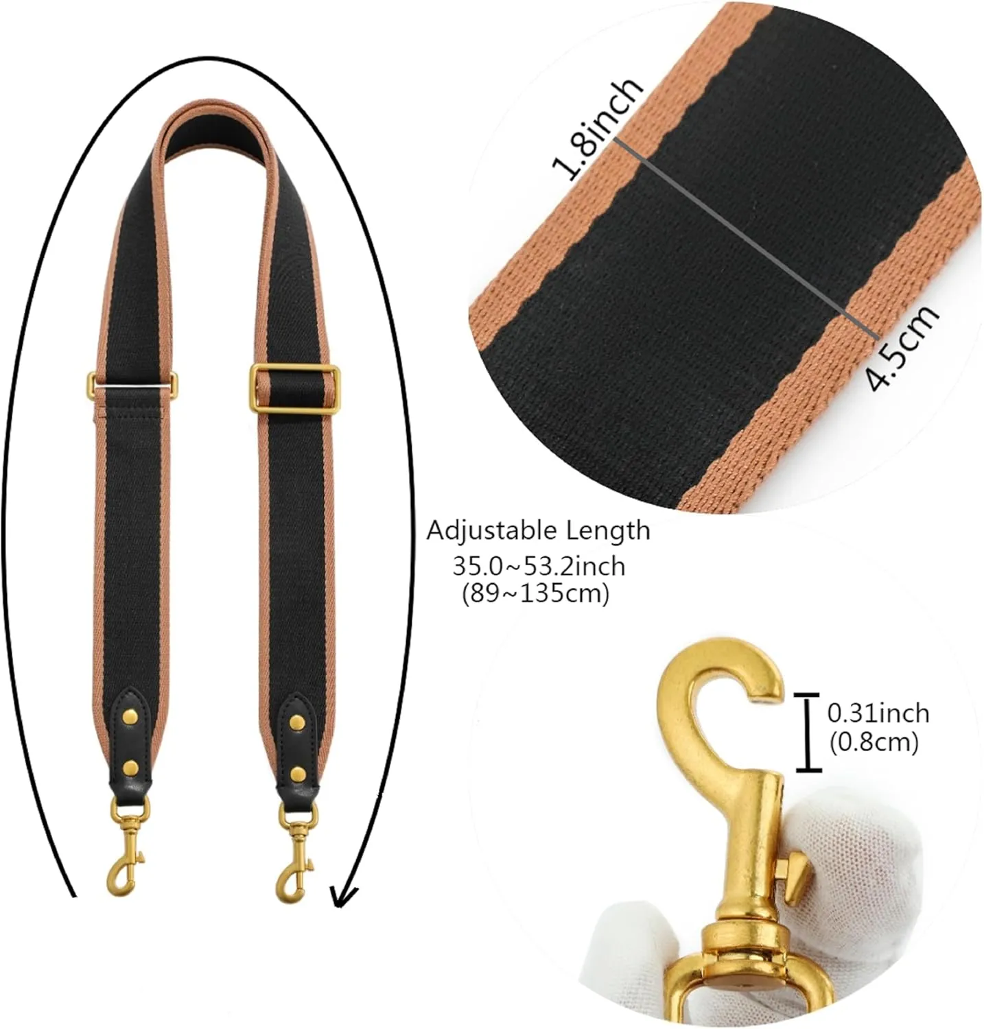 GOXTECH Purse Strap Replacement Crossbody Handbag Stripe Wide Adjustable