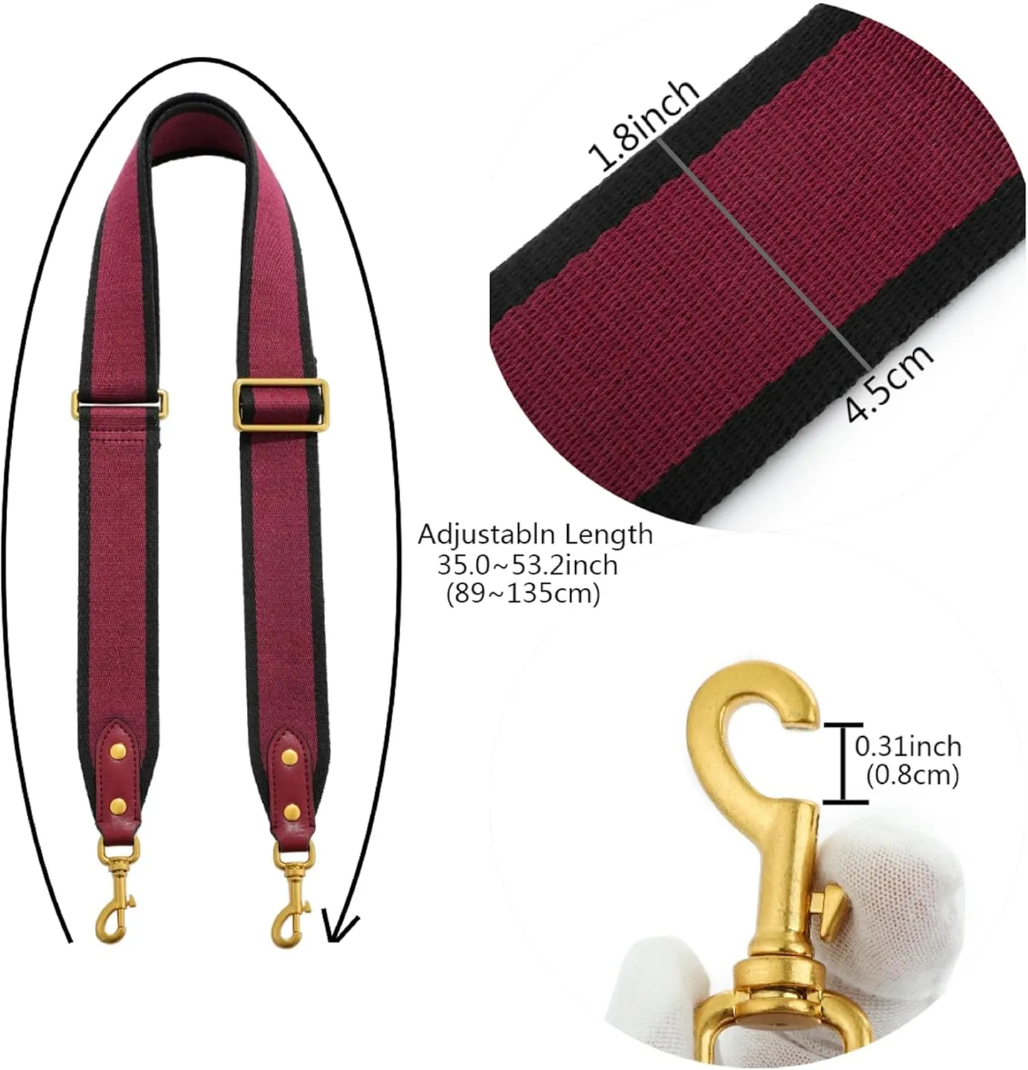 GOXTECH Purse Strap Replacement Crossbody Handbag Stripe Wide Adjustable