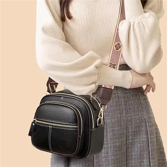 Gpmsign Leather Bag,Gpmsign Bags, Crossbody Leather Bags For Women, Compartment Adjustable Wide Shoulder Strap Leather Bag