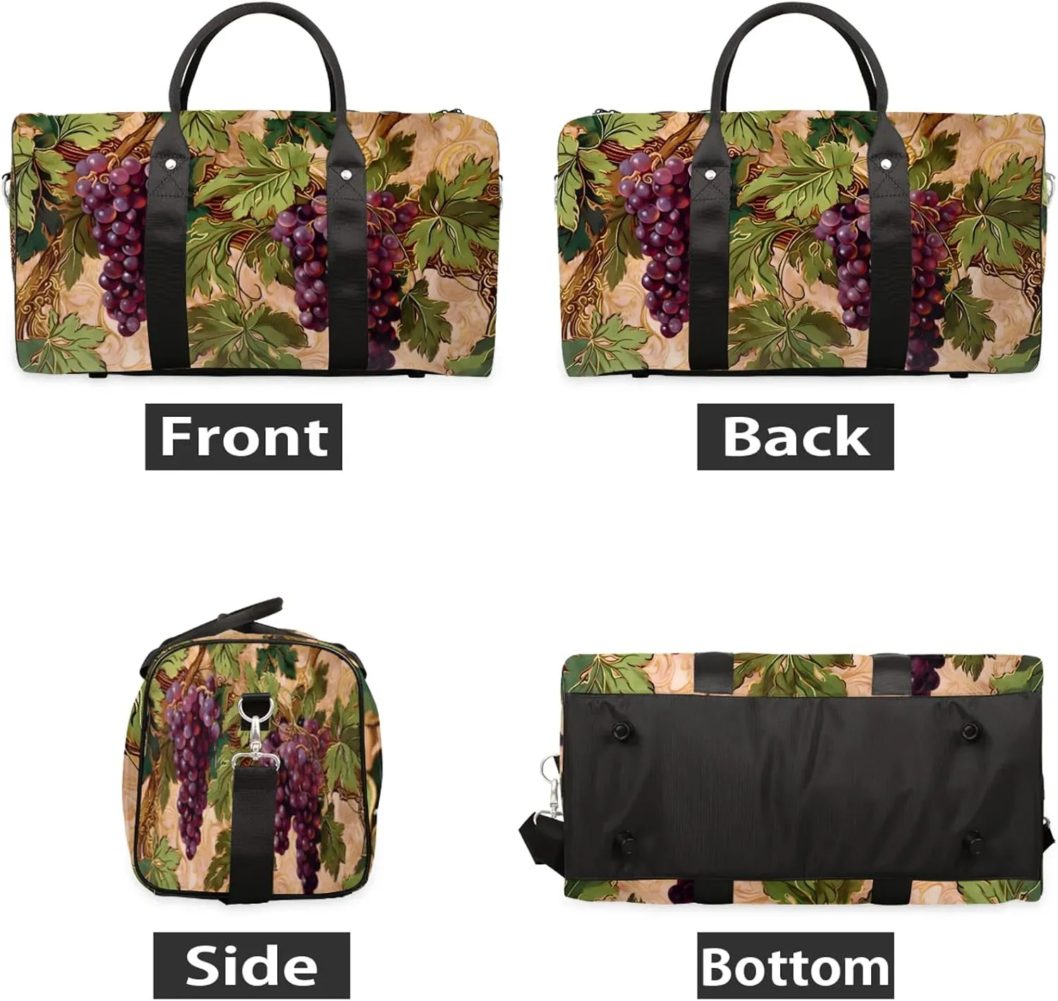 Grape Fruit Travel Bag for Men Women, Gym Duffle Bags for Travel, Carry On Luggage Bag, Weekender Overnight Workout Bags