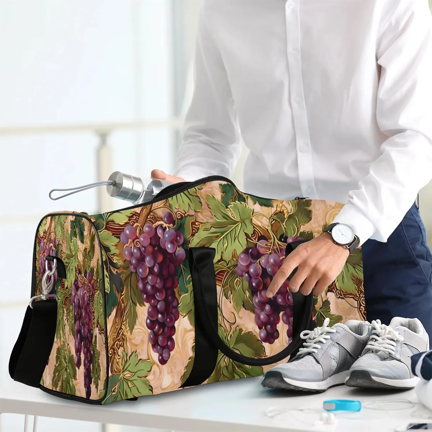 Grape Fruit Travel Bag for Men Women, Gym Duffle Bags for Travel, Carry On Luggage Bag, Weekender Overnight Workout Bags