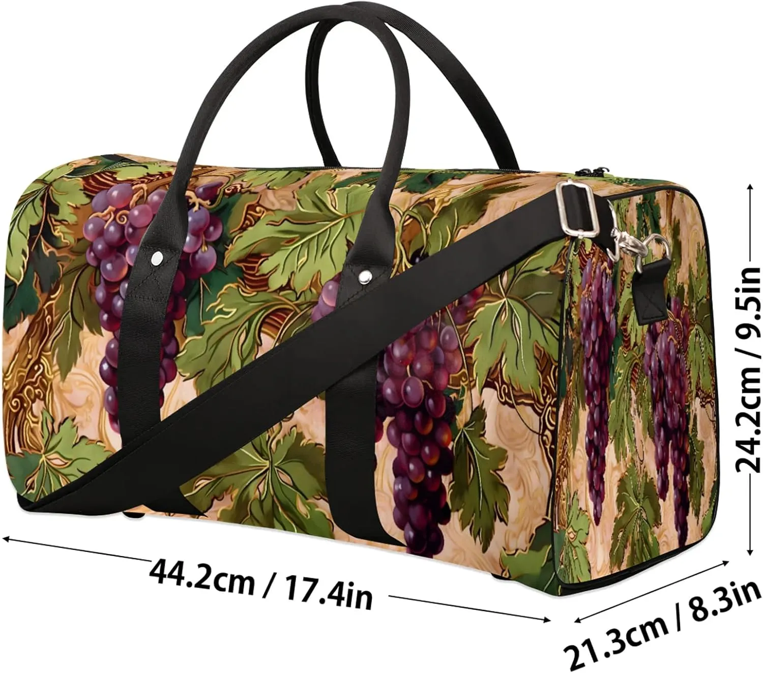 Grape Fruit Travel Bag for Men Women, Gym Duffle Bags for Travel, Carry On Luggage Bag, Weekender Overnight Workout Bags