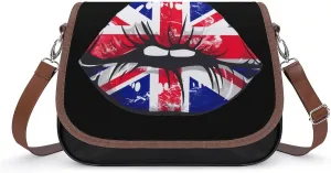Great Britain England Lips Crossbody Purses for Women PU Leather Shoulder Bag Handbag Clucth