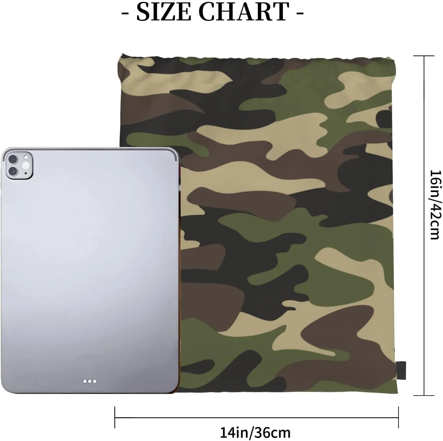 Green Brown Camo Unisex Drawstring Backpack Bag Sport Gym Dance Travel Sackpack