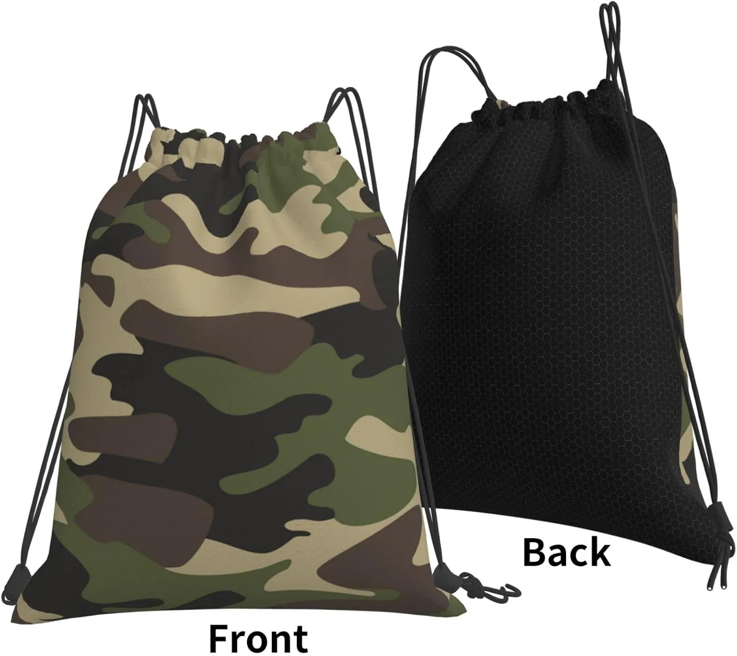 Green Brown Camo Unisex Drawstring Backpack Bag Sport Gym Dance Travel Sackpack