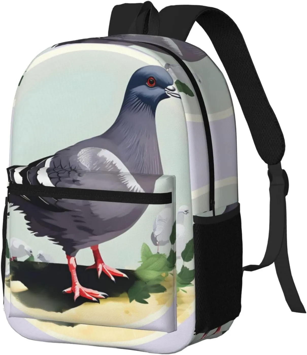 Grey Pigeon Print Travel Laptops Backpack For Women Men,Casual Work Bag 17inch Backpacks For Hiking Business