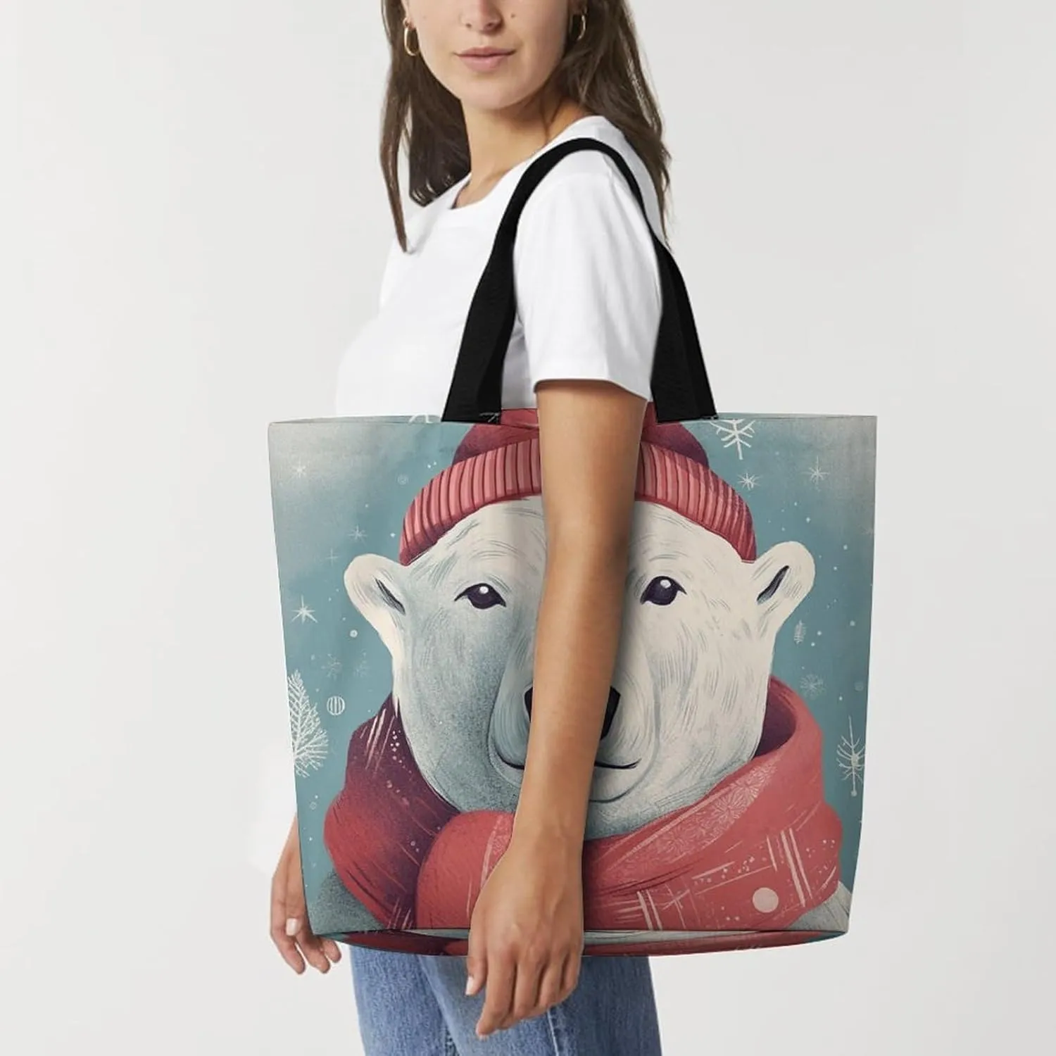 Grocery Bag Reusable Tote Bag Foldable A Hand Drawn Tiger Shopping Bag Handbag Washable Shoulder Bag for Travel